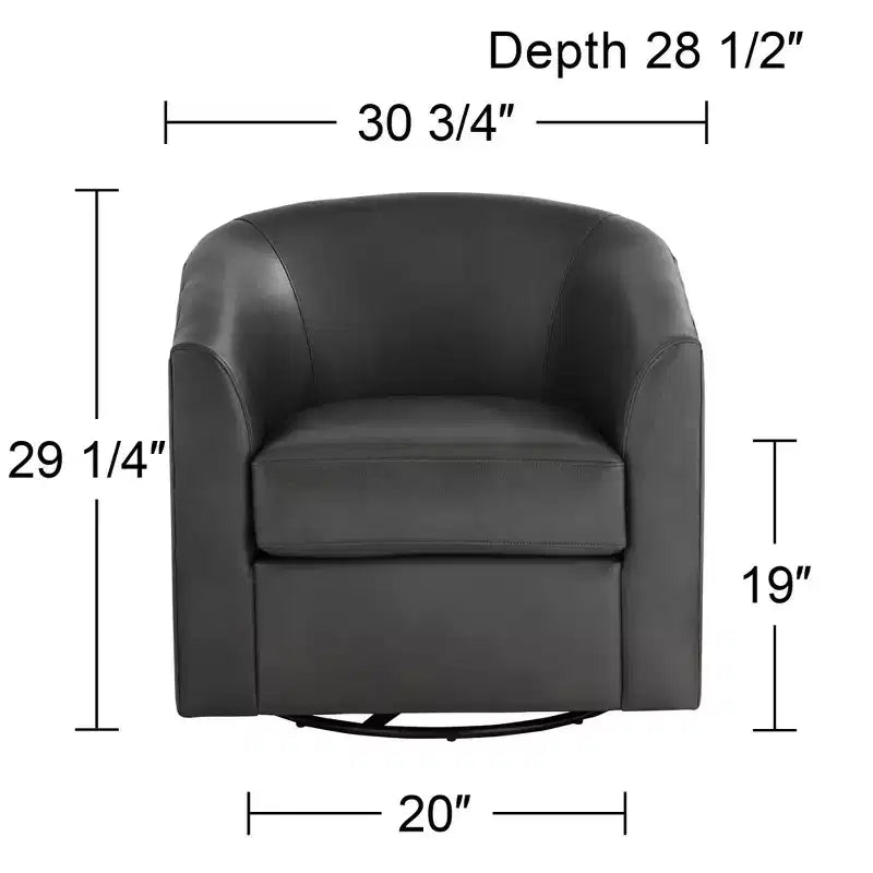 Fauteuil pivotant en similicuir gris foncé 30 3/4 po de large Barrel