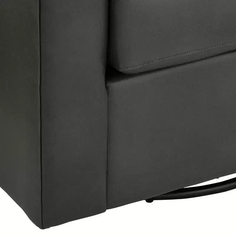 Fauteuil pivotant en similicuir gris foncé 30 3/4 po de large Barrel