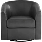 Fauteuil pivotant en similicuir gris foncé 30 3/4 po de large Barrel