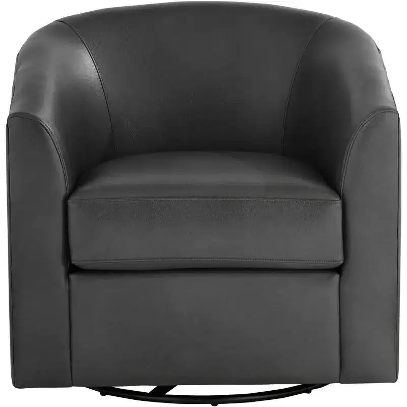Fauteuil pivotant en similicuir gris foncé 30 3/4 po de large Barrel