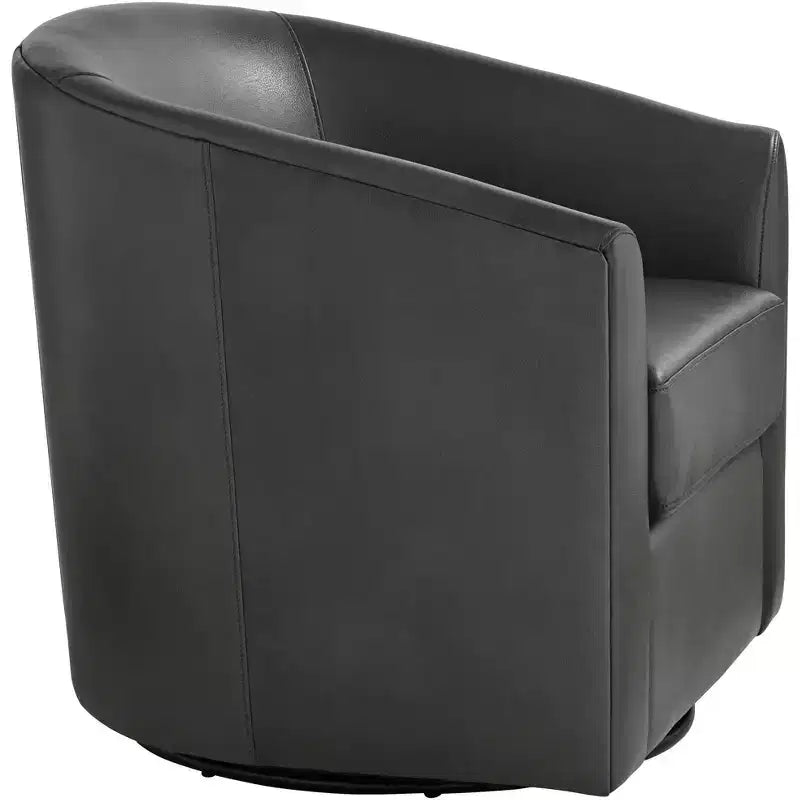 Fauteuil pivotant en similicuir gris foncé 30 3/4 po de large Barrel