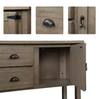 Console en bois massif de 122 cm avec 2 tiroirs et placards pour salon et salle à manger, rustique