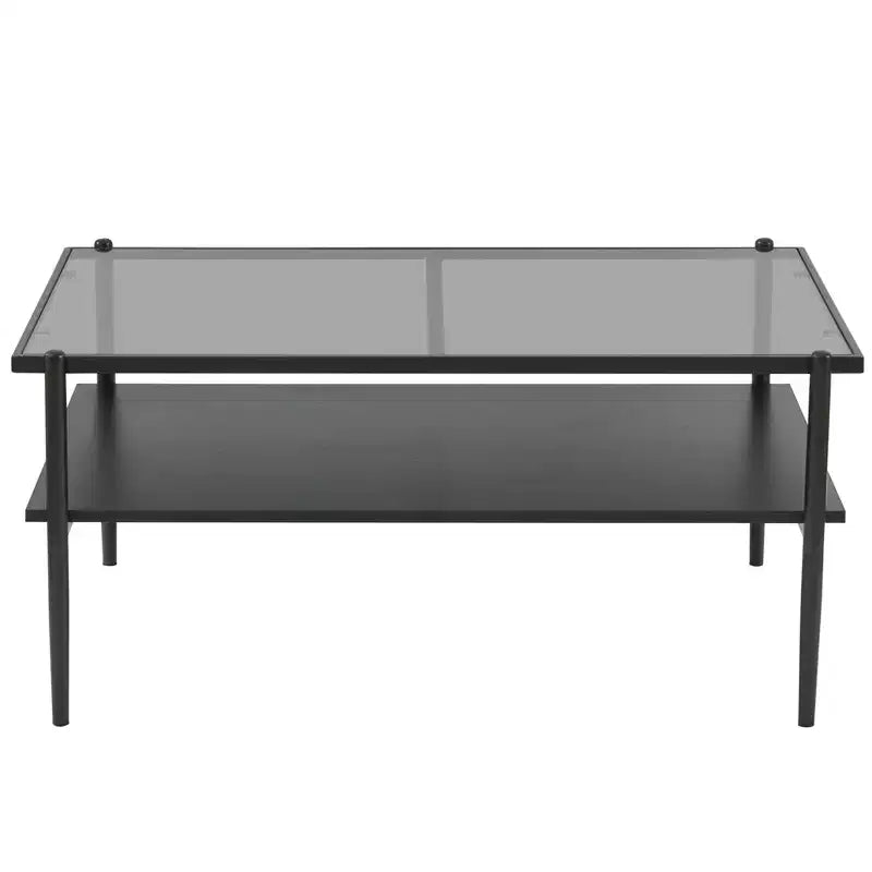 Table basse rectangulaire avec plateau et pieds en verre trempé gris, table de salon moderne