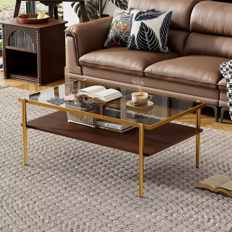 Table basse rectangulaire avec plateau et pieds en verre trempé gris, table de salon moderne