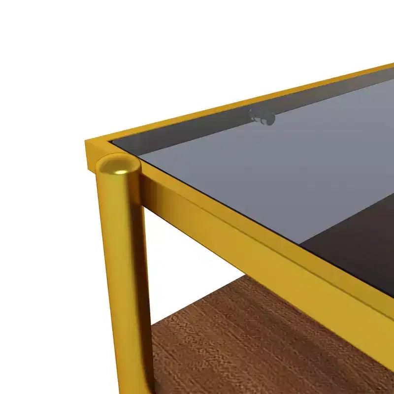 Table basse rectangulaire avec plateau et pieds en verre trempé gris, table de salon moderne