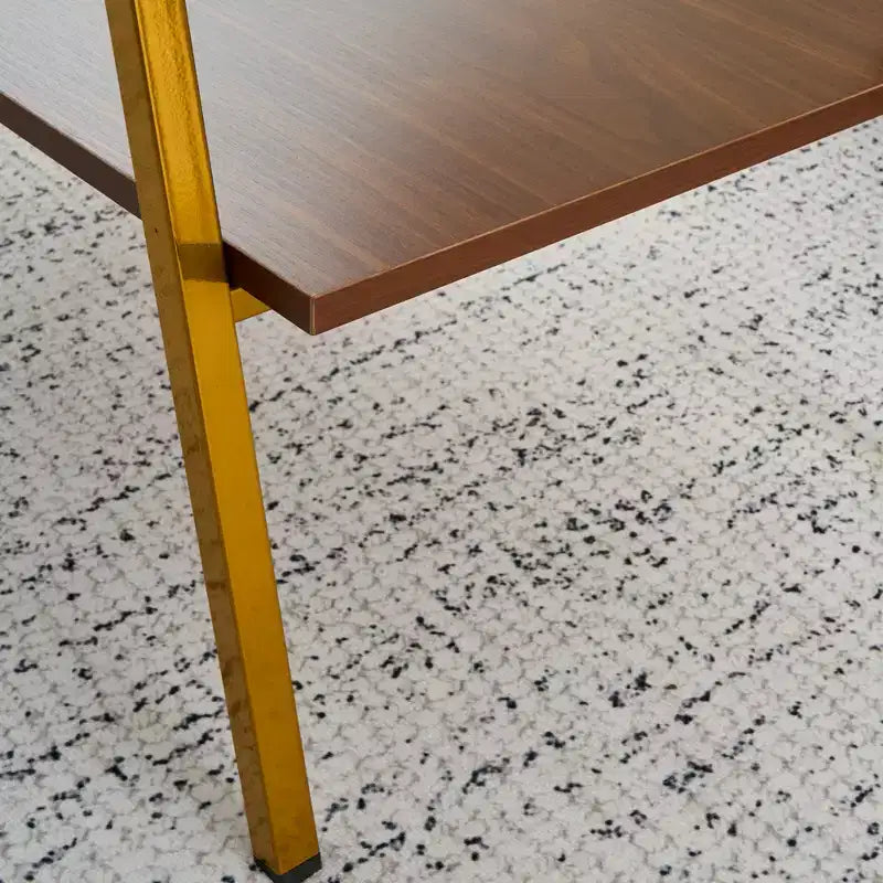 Table basse rectangulaire avec plateau en verre trempé et pieds en métal, table de salon moderne