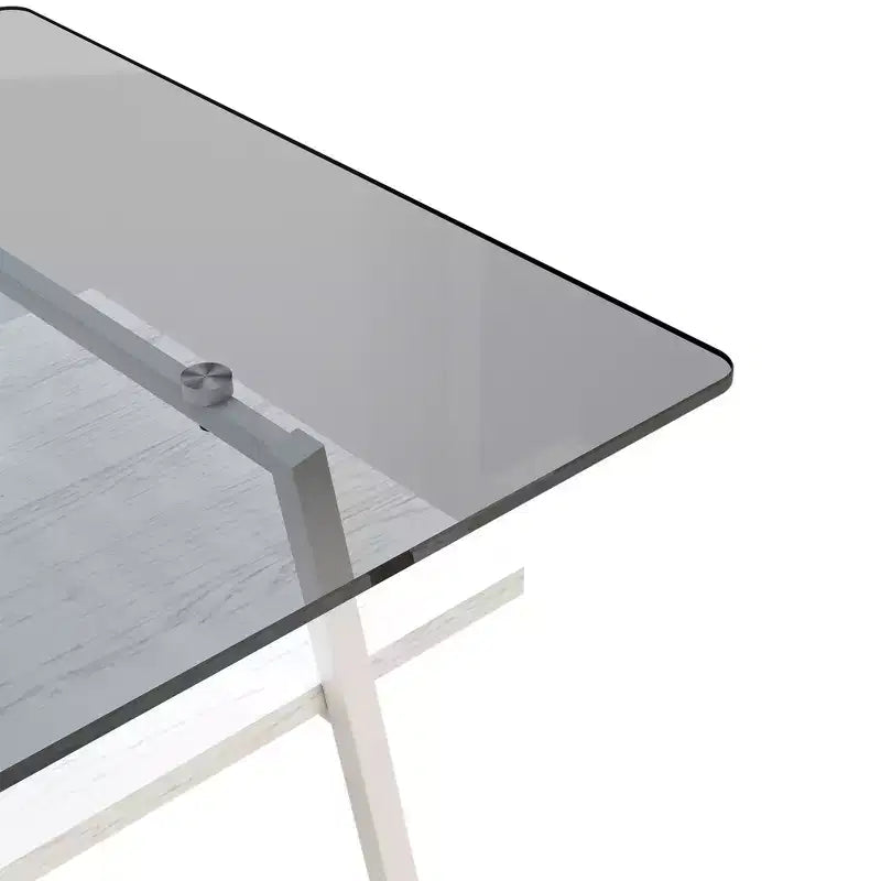 Table basse rectangulaire avec plateau en verre trempé et pieds en métal, table de salon moderne