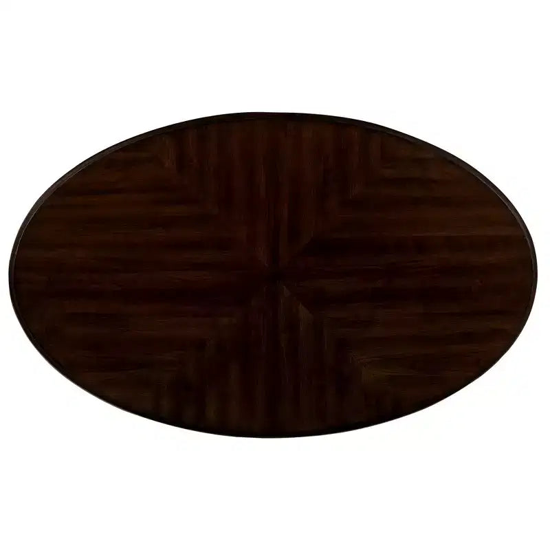 Table basse ovale en bois de 106,7 cm avec 2 niveaux et étagère de rangement ouverte pour salon, plateau beige et expresso