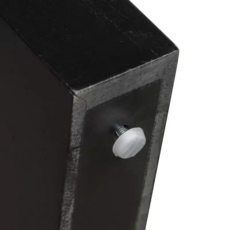 Console rustique avec façade de tiroir cannelée, coins arrondis et pieds épais pour couloir et salon, noir