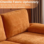 Sectionnel chenille en U 3 pièces avec accoudoirs et plateau-coussin de 110 po de large – beige