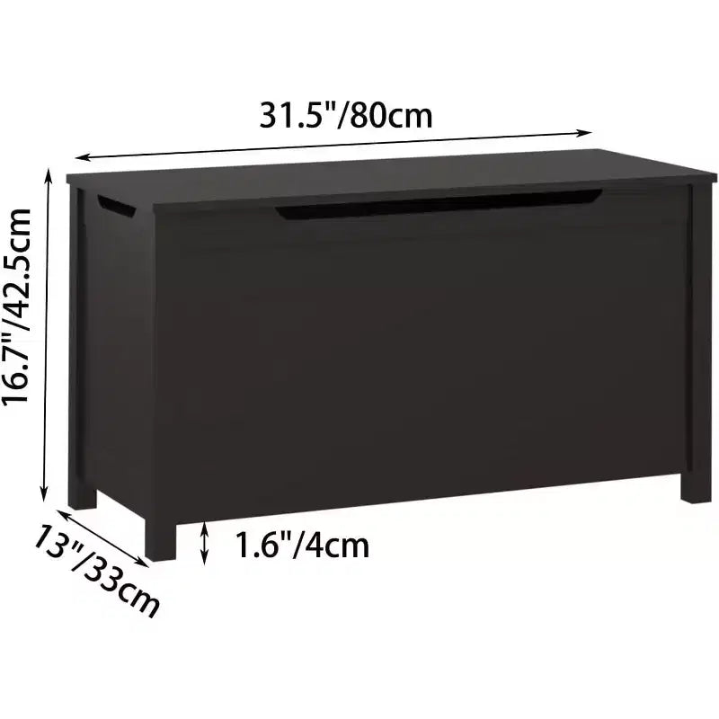 Coffre de rangement en bois pour jouets avec charnière de sécurité, Banc de rangement pour jouets pour enfants avec couvercle pour chambre, salle de jeux, salon, 80x33x42,5 cm Marron foncé