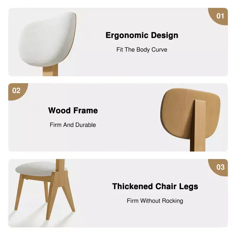 Chaises de salle à manger avec pieds en bois naturel pour espace repas à domicile