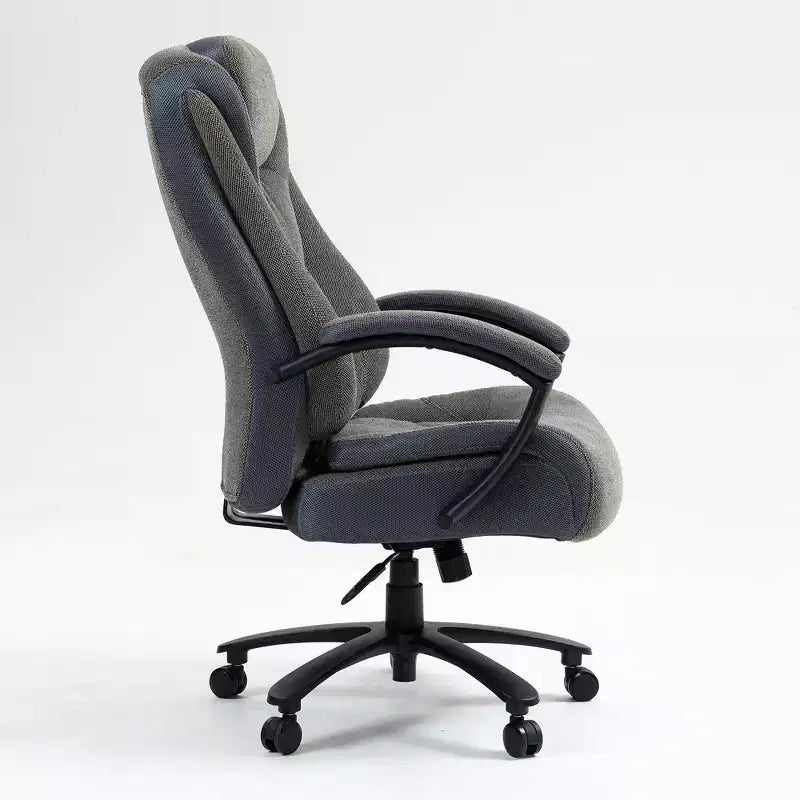 Chaise de bureau de direction avec surface en coton, réglable en hauteur avec dossier haut et roulettes pour le bureau