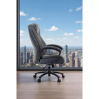 Chaise de bureau de direction avec surface en coton, réglable en hauteur avec dossier haut et roulettes pour le bureau