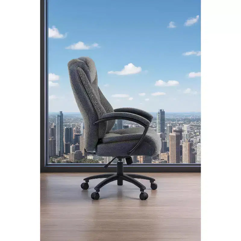 Chaise de bureau de direction avec surface en coton, réglable en hauteur avec dossier haut et roulettes pour le bureau