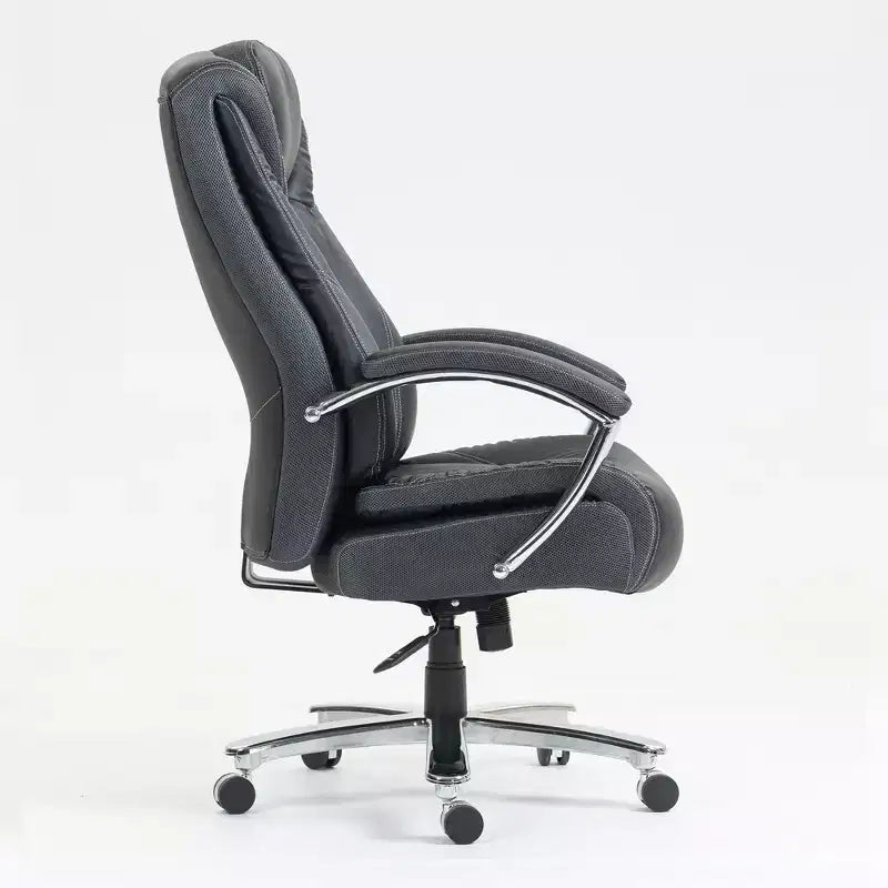 Chaise de bureau de direction avec surface en coton, réglable en hauteur avec dossier haut et roulettes pour le bureau