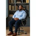 Chaise de bureau de direction avec surface en coton, réglable en hauteur avec dossier haut et roulettes pour le bureau