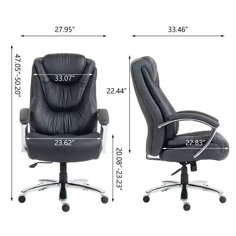 Chaise de bureau de direction avec surface en coton, réglable en hauteur avec dossier haut et roulettes pour le bureau