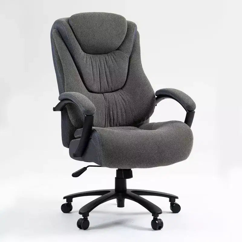 Chaise de bureau de direction avec surface en coton, réglable en hauteur avec dossier haut et roulettes pour le bureau