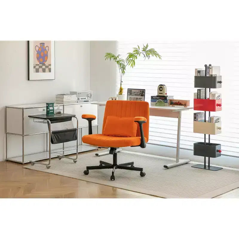 Fauteuil de bureau moderne en velours avec dossier rembourré, chaise de bureau avec accoudoir et dossier réglables, chaise confortable pour le bureau, le travail