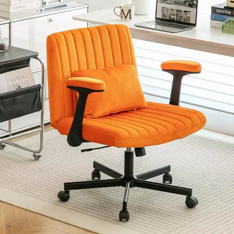 Fauteuil de bureau moderne en velours avec dossier rembourré, chaise de bureau avec accoudoir et dossier réglables, chaise confortable pour le bureau, le travail