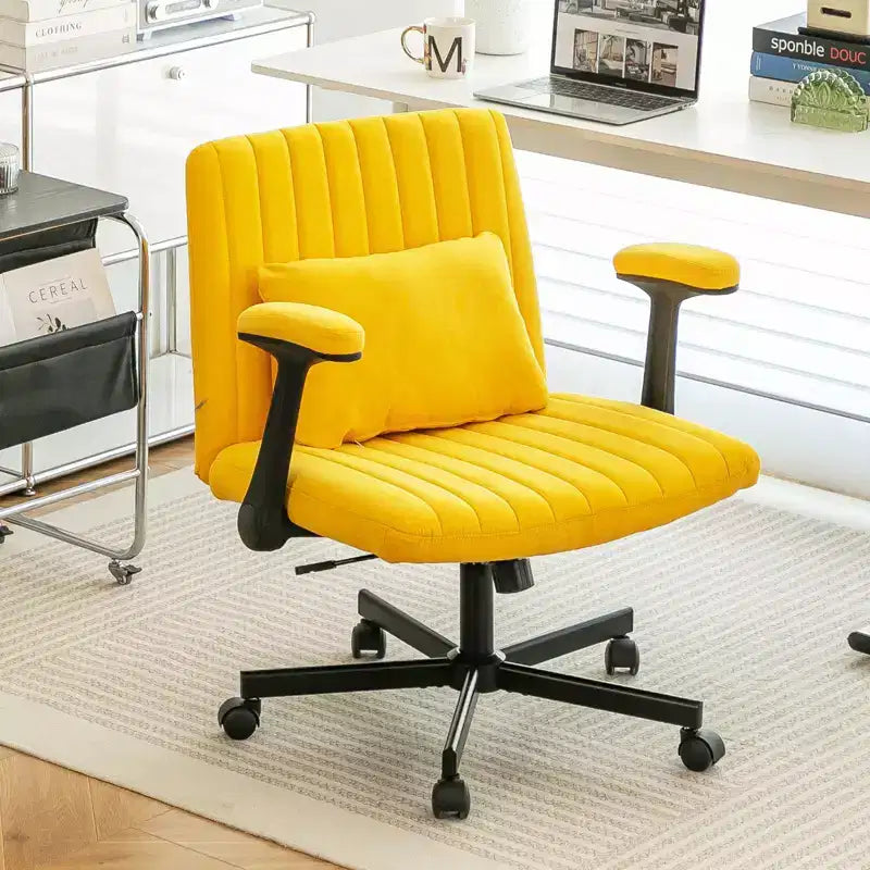 Fauteuil de bureau moderne en velours avec dossier rembourré, chaise de bureau avec accoudoir et dossier réglables, chaise confortable pour le bureau, le travail