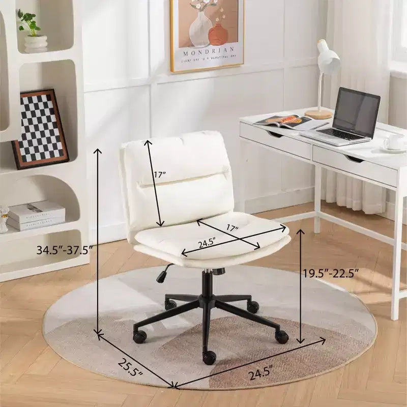 Chaise de bureau réglable en hauteur, chaise pivotante extra-large avec assise et dossier rembourrés, chaise d'ordinateur pour bureau, coiffeuse