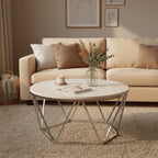 HomeRoots 33 Silver Manufactured Wood And Metal Round Coffee Table