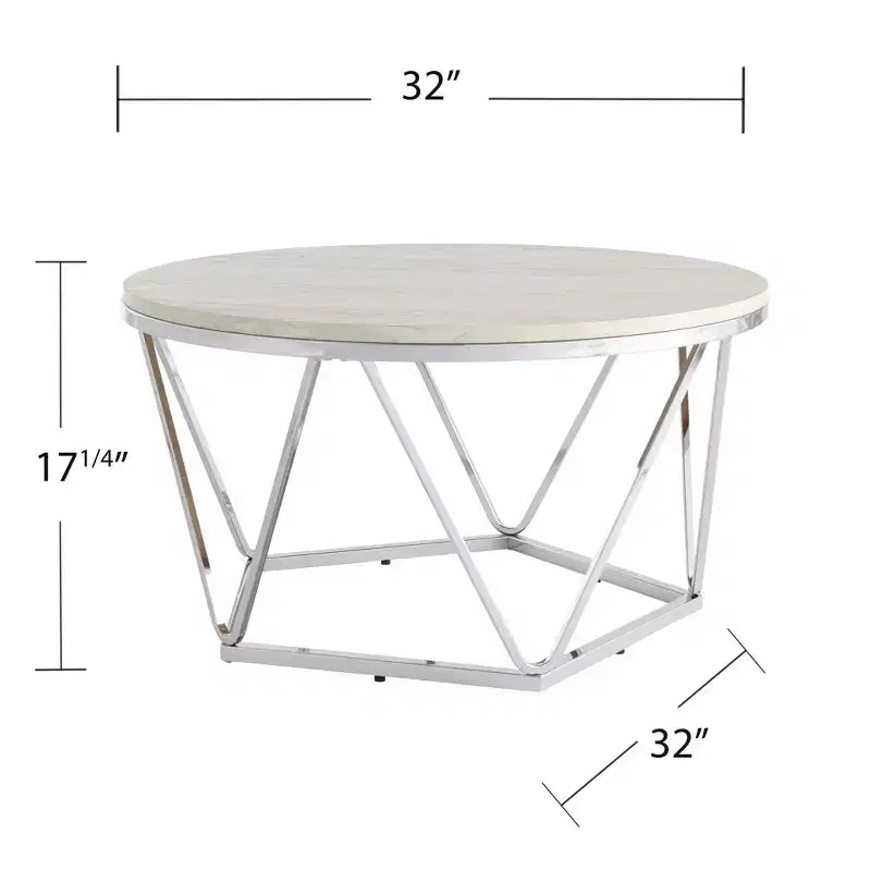 Table basse ronde 33 Silver en bois manufacturé et métal