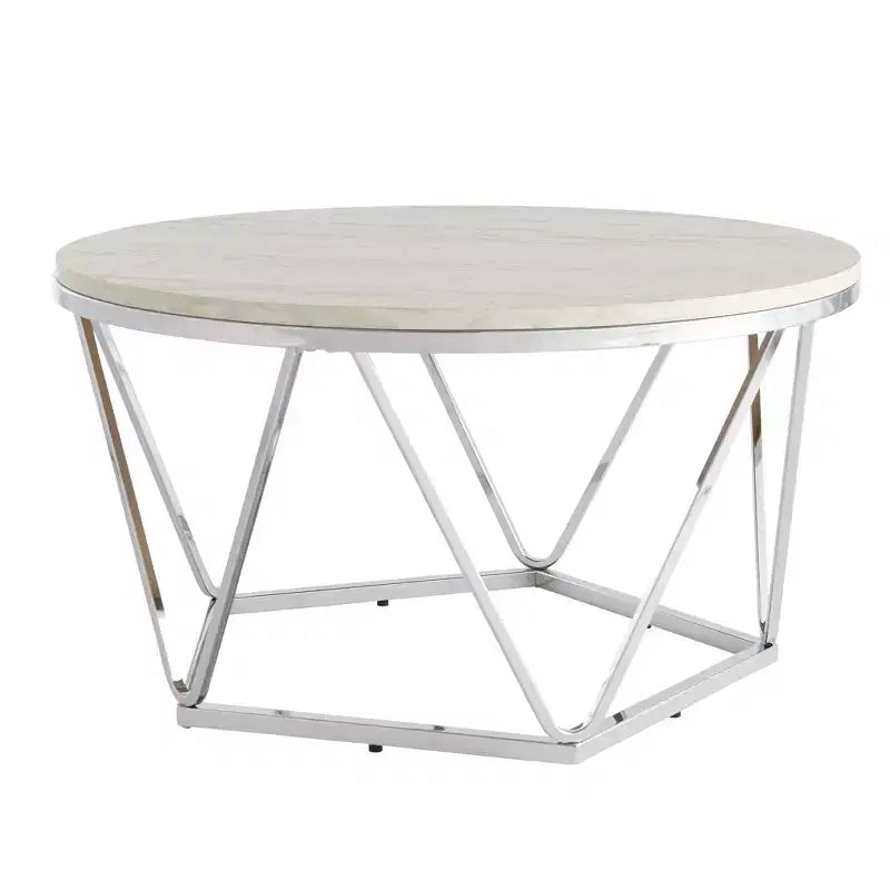 Table basse ronde 33 Silver en bois manufacturé et métal