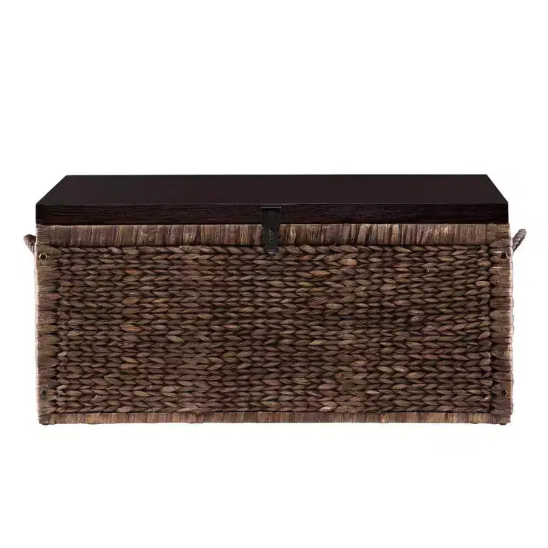 Table Basse en Bois Marron et Osier avec Fer 38