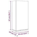 Meuble de salle de bain gris Sonoma en bois d'ingénierie 32x20x67 cm