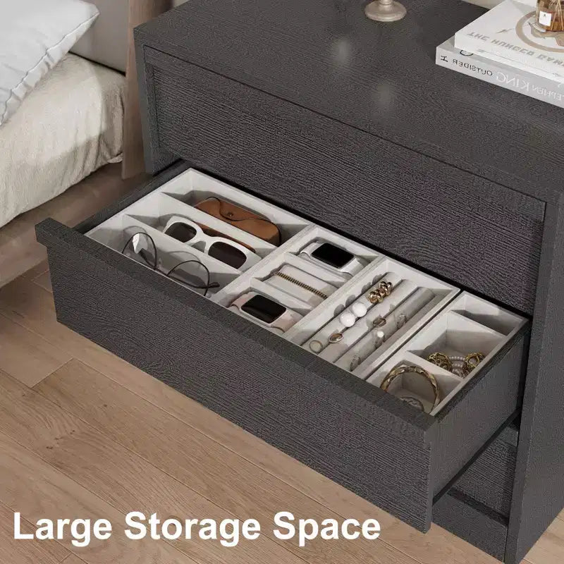 Commode 3/4 tiroirs pour chambre à coucher, table de chevet 3 tiroirs avec grand rangement, petite table d'appoint moderne pour entrée avec tiroirs de rangement
