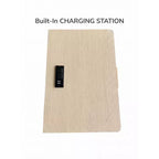 Table de chevet moderne avec station de charge, table de chevet en bois avec 3 tiroirs pour chambre à coucher