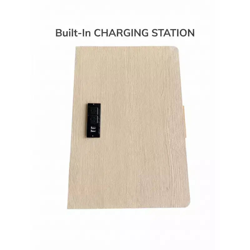 Table de chevet moderne avec station de charge, table de chevet en bois avec 3 tiroirs pour chambre à coucher