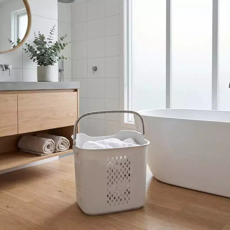 Trieur de linge roulant blanc à 4 niveaux avec paniers amovibles et roulettes, chariot de rangement pour salle de bain et buanderie
