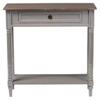 Console de style provincial français avec 1 tiroir - Blanc/Marron clair, Meuble d'entrée élégant, Design étroit