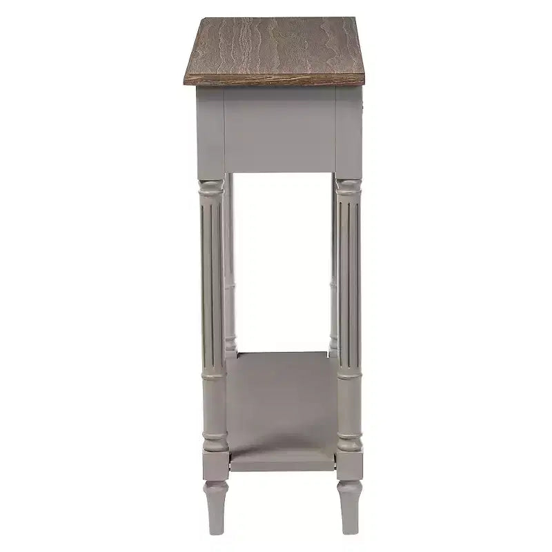 Console de style provincial français avec 1 tiroir - Blanc/Marron clair, Meuble d'entrée élégant, Design étroit