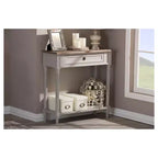 Console de style provincial français avec 1 tiroir - Blanc/Marron clair, Meuble d'entrée élégant, Design étroit