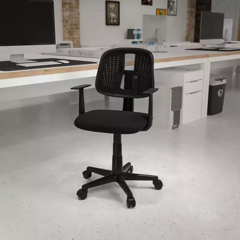 Chaise de bureau ergonomique pivotante en maille filet mi-dossier avec dossier et accoudoirs réglables