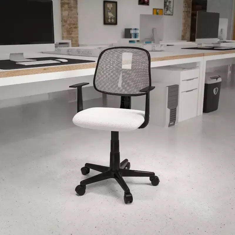 Chaise de bureau ergonomique pivotante en maille filet mi-dossier avec dossier et accoudoirs réglables