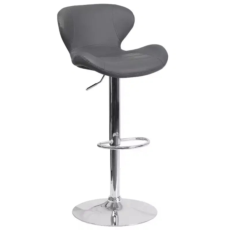 Flash Furniture Contemporary Adjustable Height Barstool with Curved Back and Chrome Base