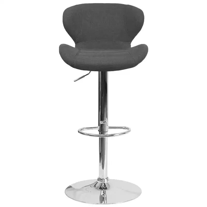 Tabouret de bar contemporain réglable en hauteur avec dossier incurvé et base chromée