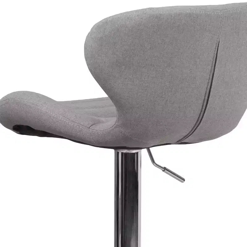 Tabouret de bar contemporain réglable en hauteur avec dossier incurvé et base chromée