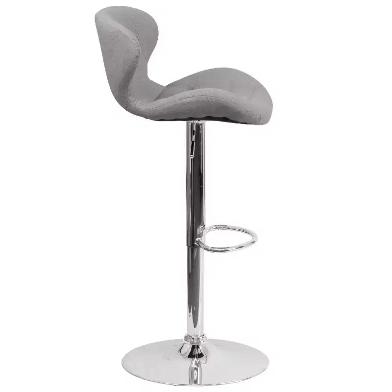 Tabouret de bar contemporain réglable en hauteur avec dossier incurvé et base chromée