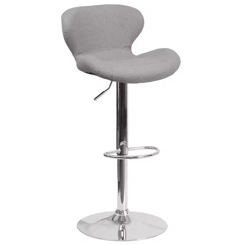 Tabouret de bar contemporain réglable en hauteur avec dossier incurvé et base chromée