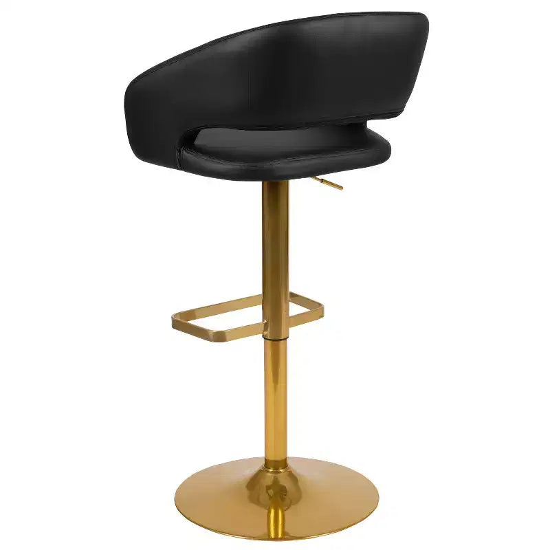 Tabouret de bar contemporain en vinyle, hauteur réglable, avec dossier mi-haut arrondi