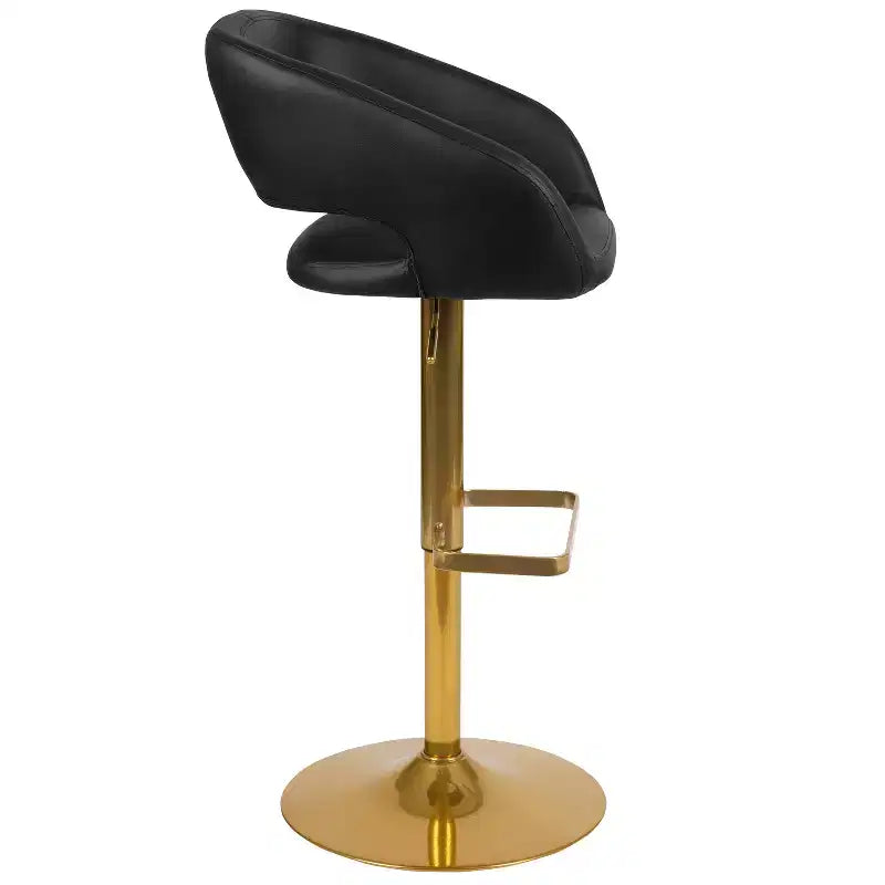 Tabouret de bar contemporain en vinyle, hauteur réglable, avec dossier mi-haut arrondi