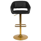 Tabouret de bar contemporain en vinyle, hauteur réglable, avec dossier mi-haut arrondi