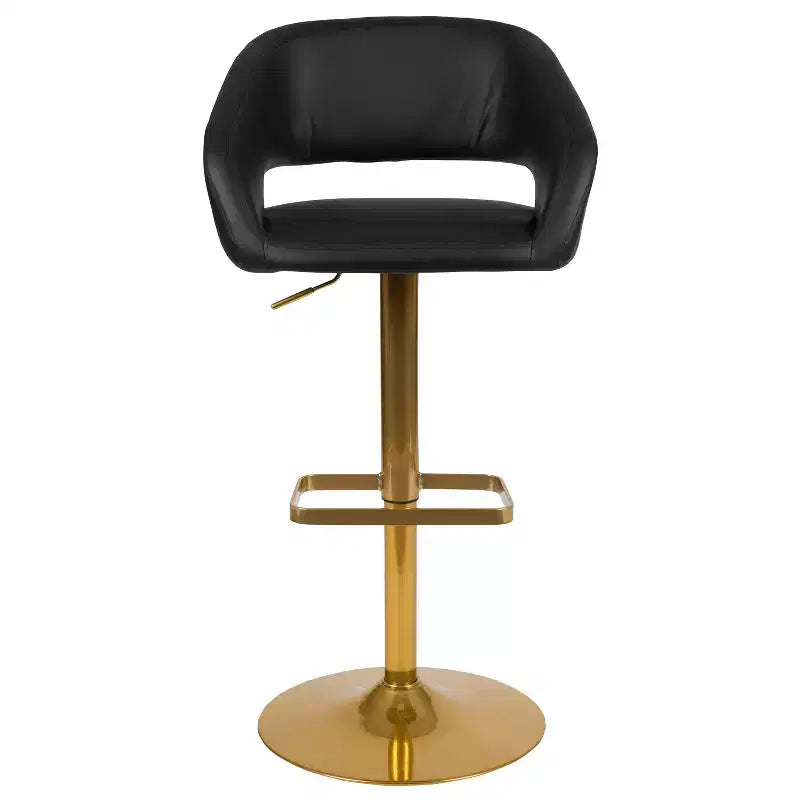 Tabouret de bar contemporain en vinyle, hauteur réglable, avec dossier mi-haut arrondi